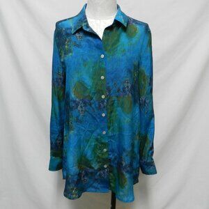Cocoon House 100% Silk Art to Wear button down blouse top collar Sz Medium Md M